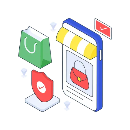 Online Safe Shopping  Illustration