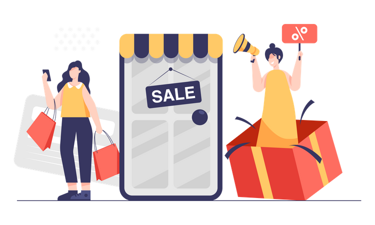 Online Sale advertisement  Illustration