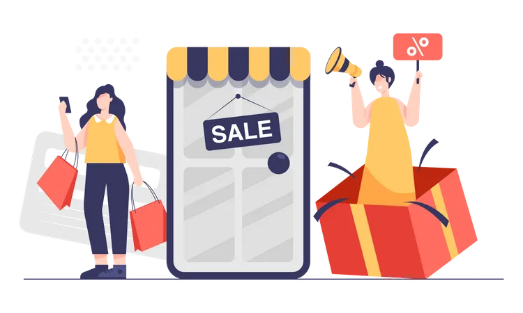 Online Sale advertisement  Illustration