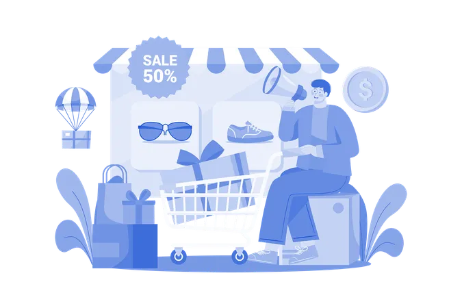 Online Sale Announcement  Illustration
