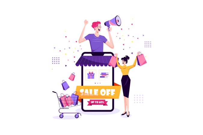 Online sale announcement  Illustration