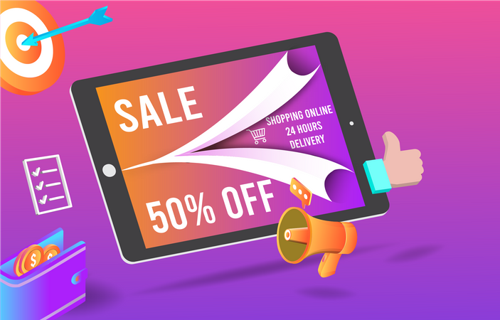 Online sale marketing Illustration