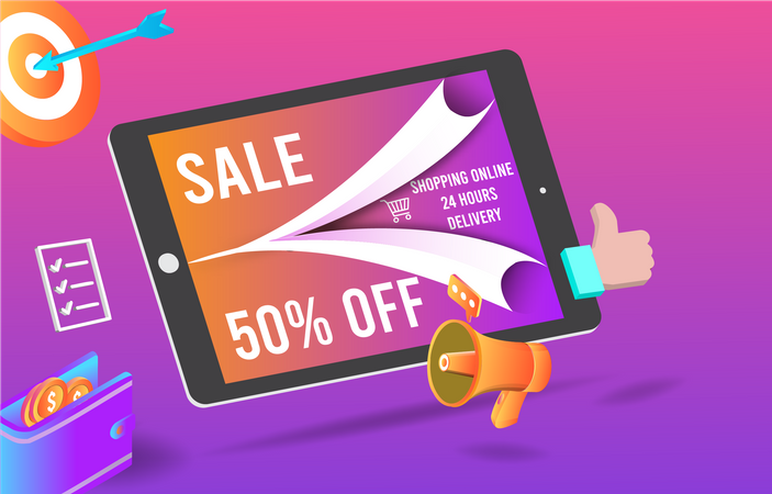 Online sale marketing  イラスト