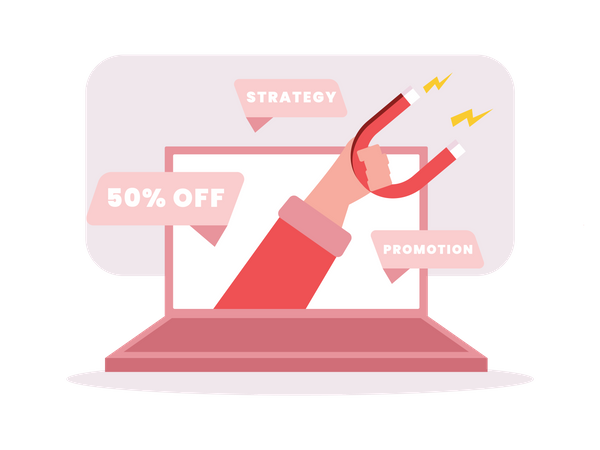 Online sale marketing  to attract customers  Illustration