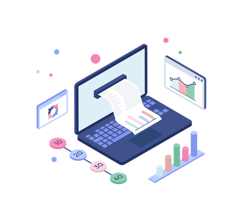 Online sales report  Illustration