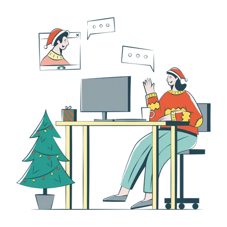 Saudações de natal online para um colega  Ilustração