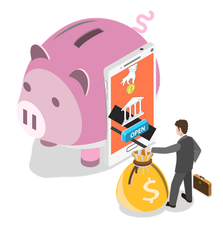 Best Premium Online Savings Bank Account Illustration download in PNG &  Vector format