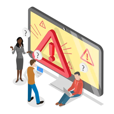 3 D Isometric Flat Vector Conceptual Illustration Of Error Warning Online Scam Alert Illustration