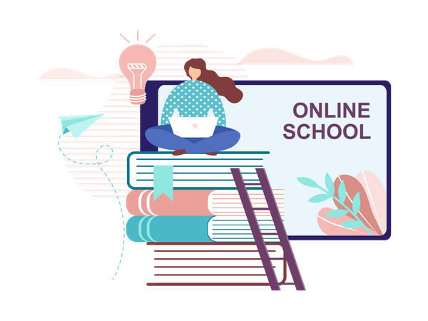 Online School and courses  Illustration