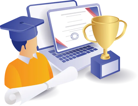 Online school champion  Illustration