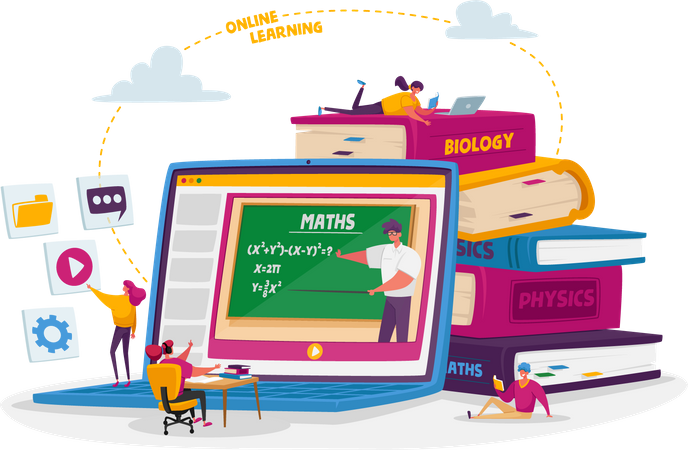 Online School Education at Home  Illustration