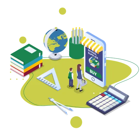 Online school essential shopping app  Illustration