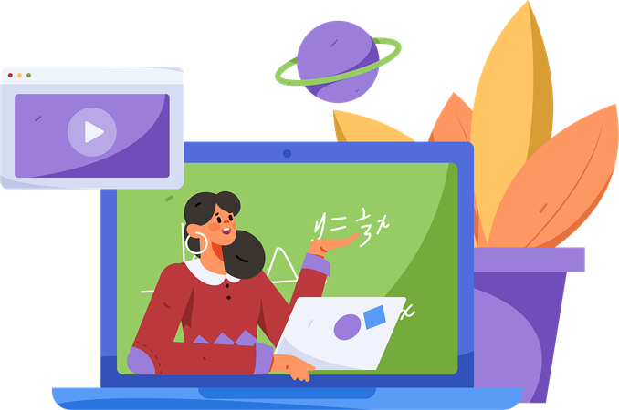 Online school learning  Illustration