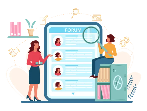 Secretary Online Service Or Platform Receptionist Answering Calls And Assisting With Document Online Forum Isolated Flat Vector Illustration Illustration