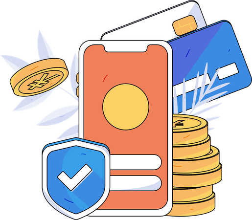 Online secure payment using mobile  Illustration