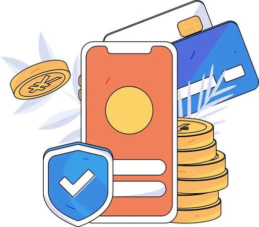 Online secure payment using mobile  Illustration