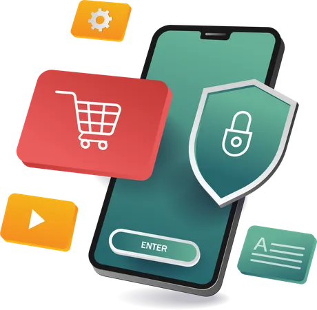 Online secure shopping  Illustration