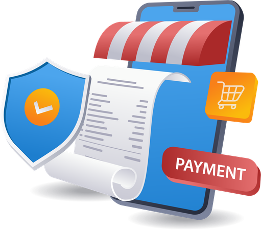 Online Secure shopping payment  Illustration