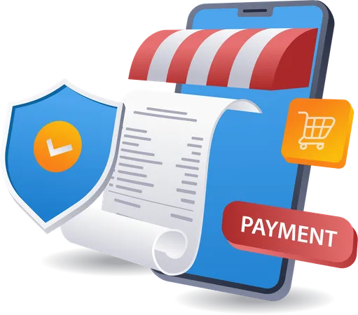 Online Secure shopping payment  Illustration