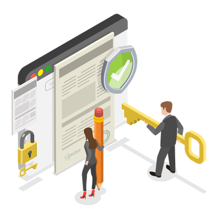 Online Secured Document  Illustration