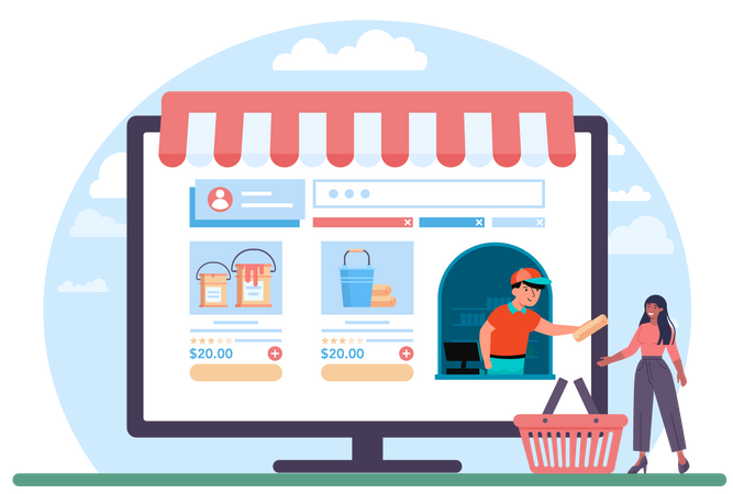 Online Sell and Buy Illustration