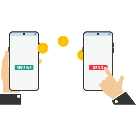 Online sending money via mobile  Illustration