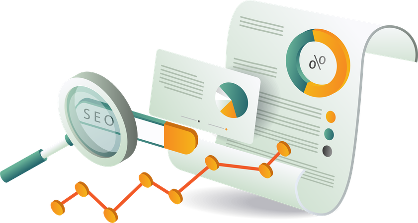 Online-SEO-Analyse und SEO-Bericht  Illustration