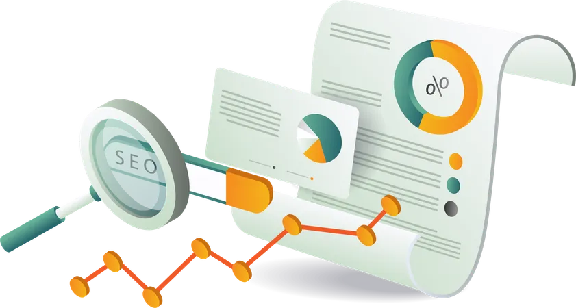 Online-SEO-Analyse und SEO-Bericht  Illustration