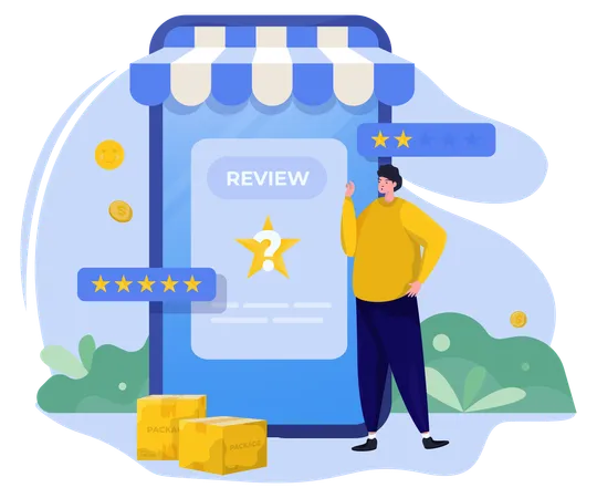 Online shop ask for your review  Illustration