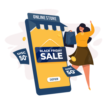 Online shop Black Friday season sale  Illustration