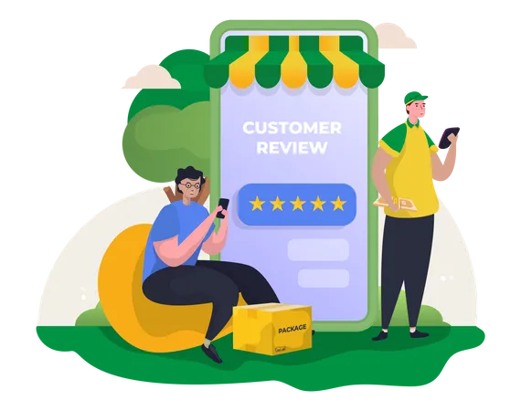 Online shop customer review Illustration