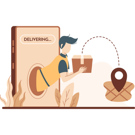 Online Shop Delivery Man  Illustration
