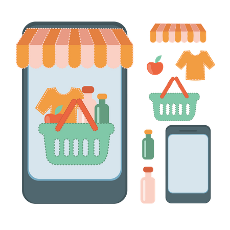 Premium Online Mini Market Illustration Download In Png Vector Format