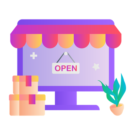 Online-Shop geöffnet  Illustration