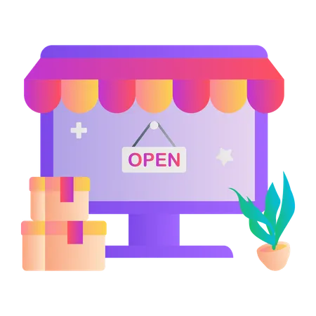 Online-Shop geöffnet  Illustration