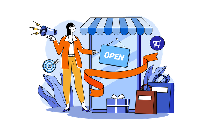 Online Shop Opening Ceremony  Illustration