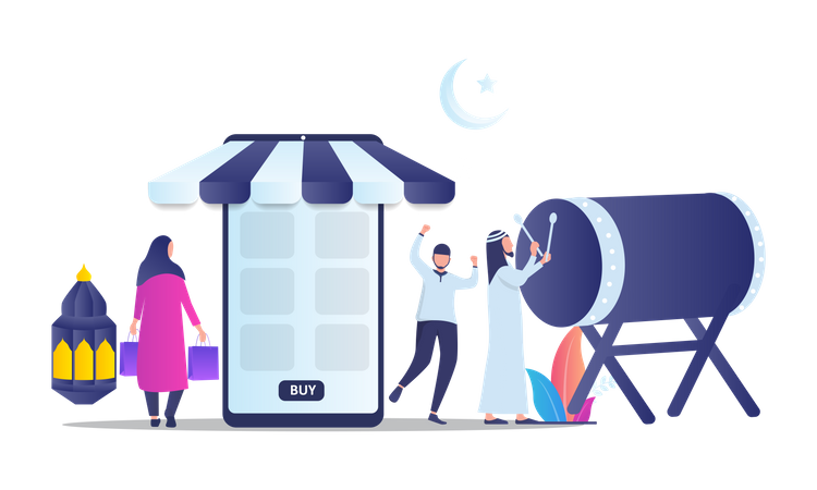 Online shop Ramadan sale Illustration