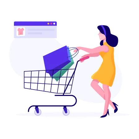 Online Shopping Vector In Flat Illustration Style E Commerce Concept Illustration