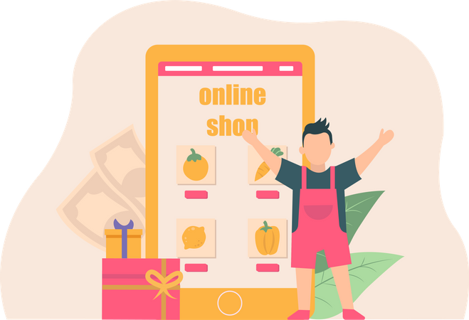 Online Einkaufen  Illustration
