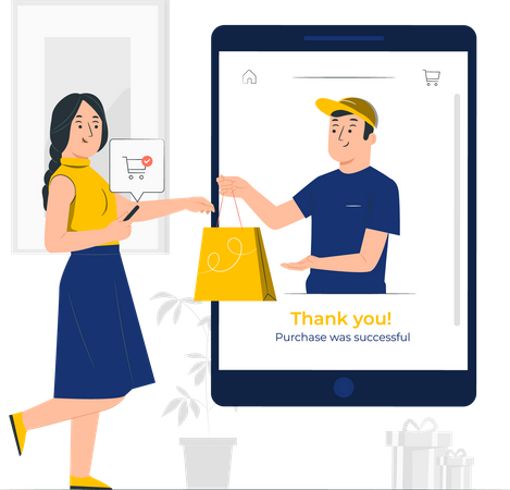 Online Shopping and Delivery Illustration