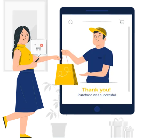 Online Shopping and Delivery  Illustration