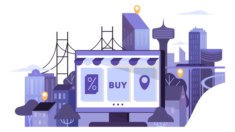 Online shopping and delivery Illustration