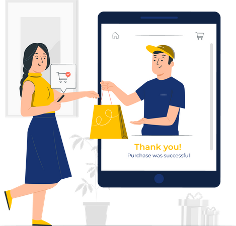 Online Shopping and Delivery  Illustration