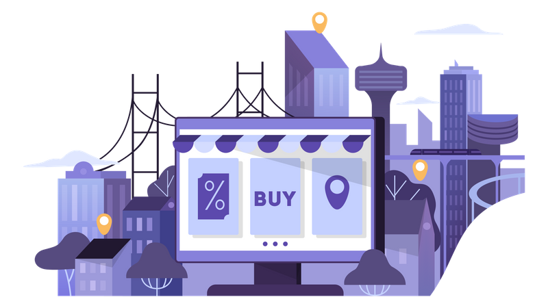 Online shopping and delivery  Illustration