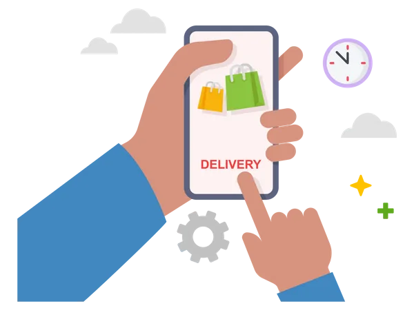 Online shopping and delivery service  Illustration