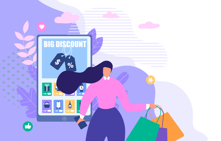 Online shopping and discount Illustration