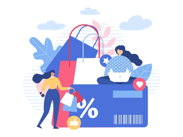 Online Shopping and Discount Offe Illustration