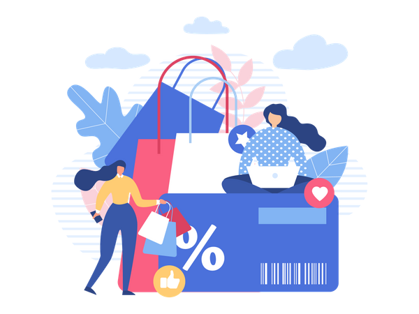 Online Shopping and Discount Offe  Illustration