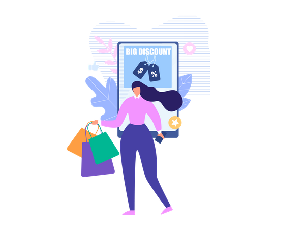 Online Shopping and Discount Offer Illustration