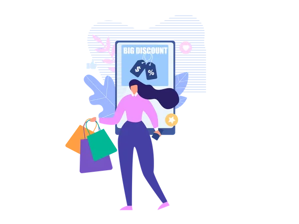 Online Shopping and Discount Offer Illustration